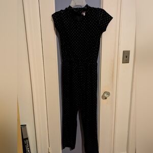 Design History Black and Gold Studded Velour Jumpsuit